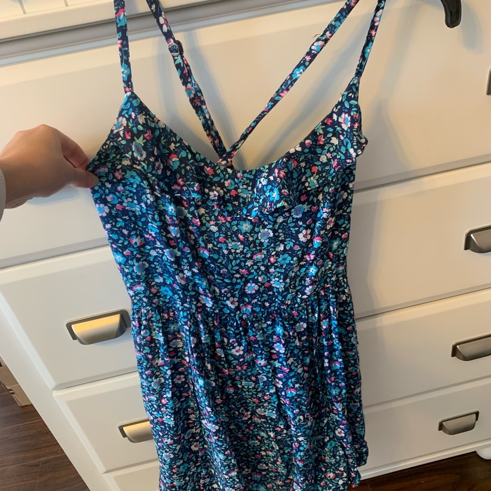 Floral Blue Sleeveless Dress